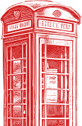 Red British old telephone booth icon