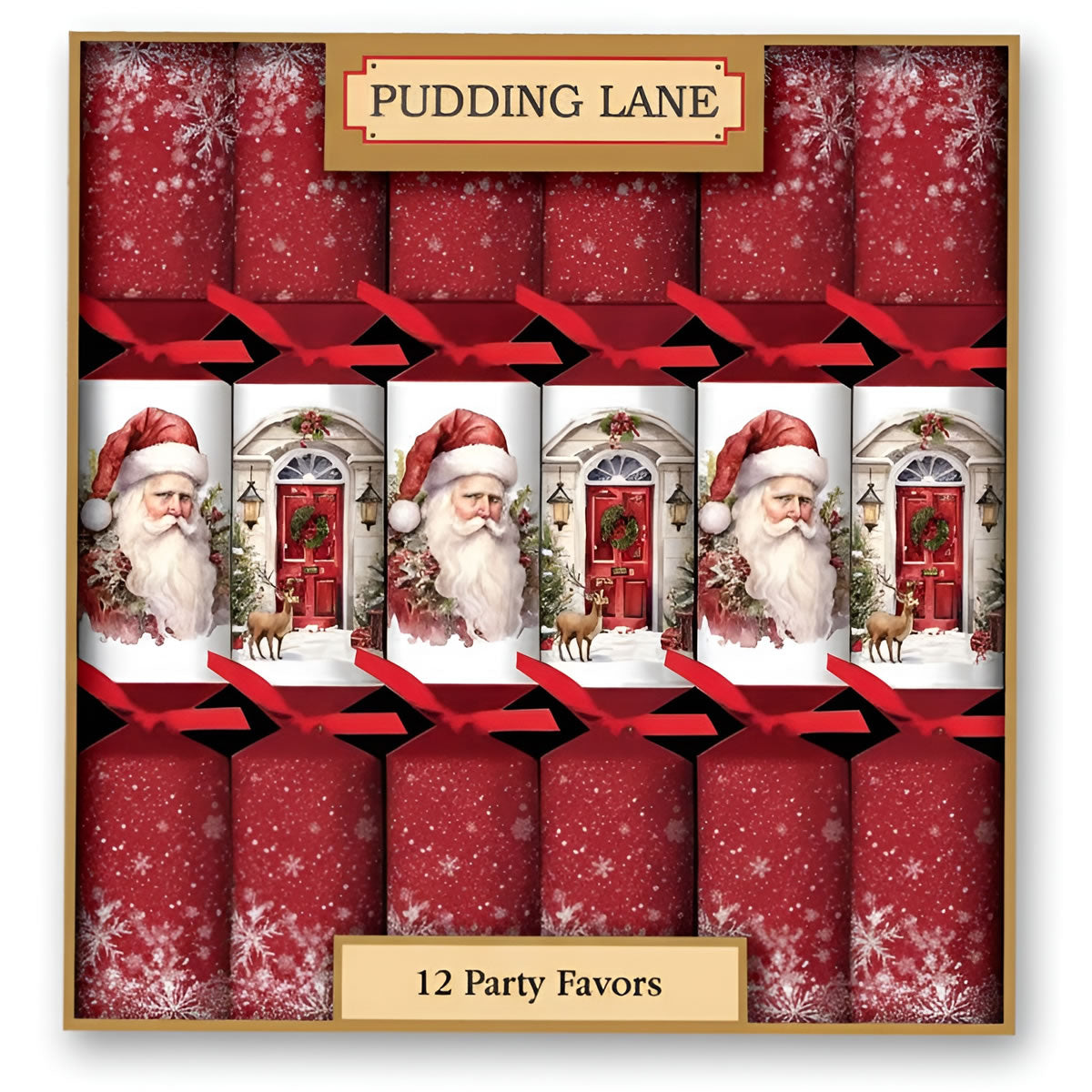Pudding Lane Christmas Pudding Christmas Crackers Santa & Doorways- 12 pack