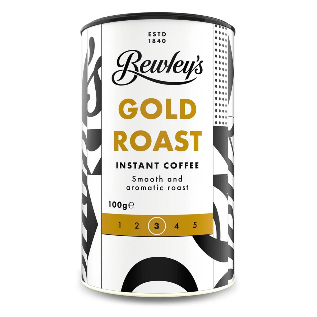 Bewley's Gold Roast instant coffee canister on a white background