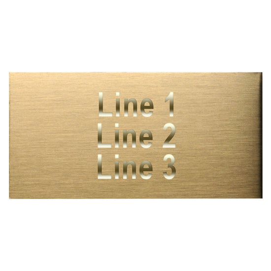 Gold nameplate with line 1, line 2, and line 3 place holders