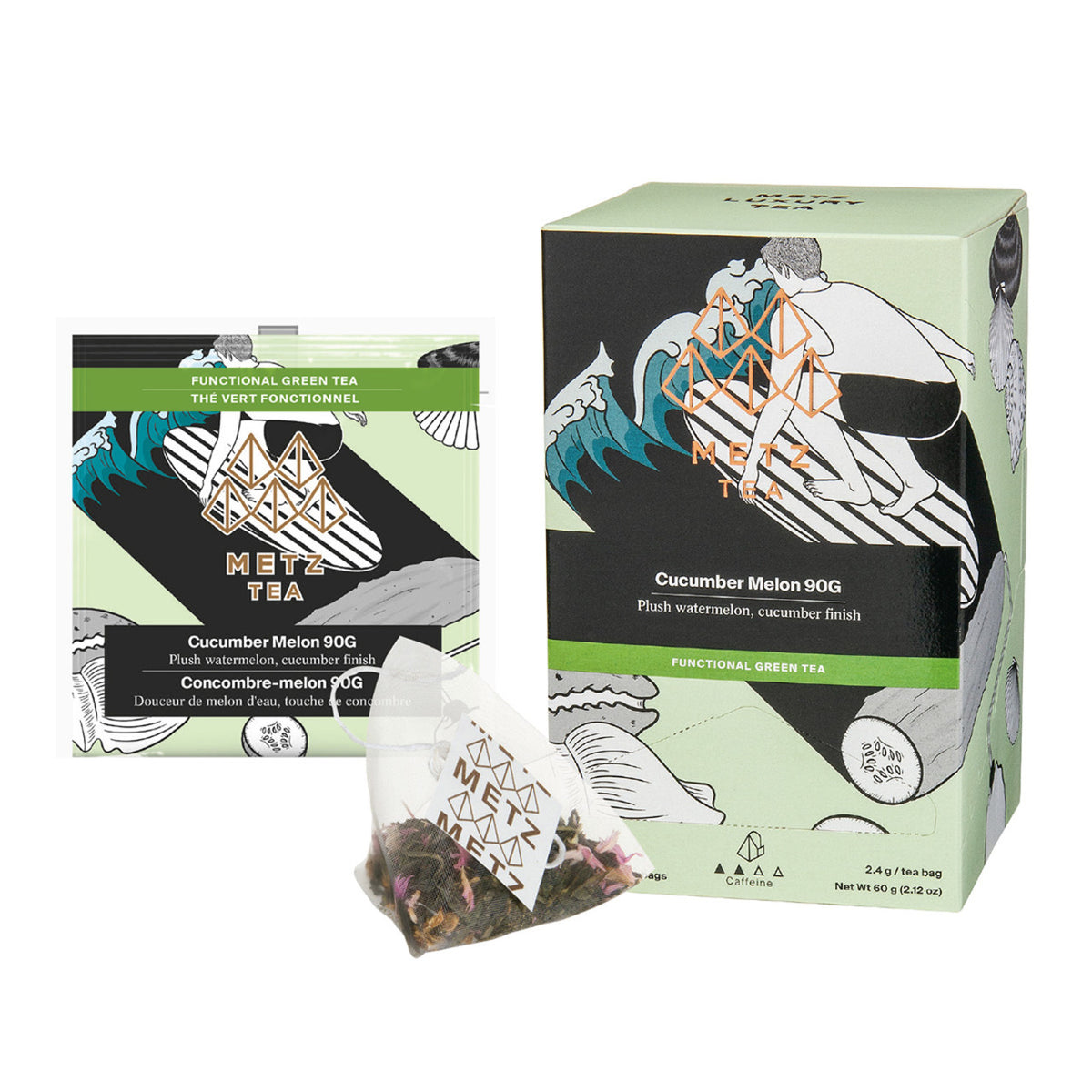 Metz Tea Cucumber Melon tea packaging with tea bags on a white background