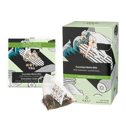Metz Tea Cucumber Melon tea packaging with tea bags on a white background