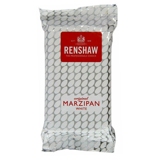 Pack of Renshaw white marzipan on a white background