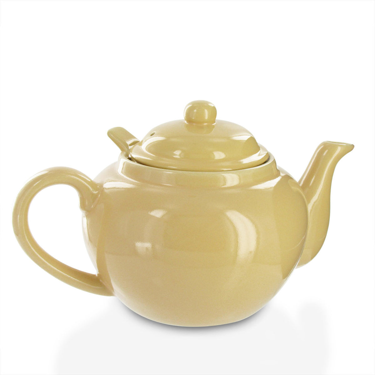 Yellow teapot on a white background