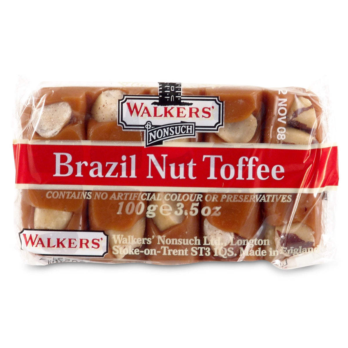 Packaged Walkers Nonsuch Brazil Nut Toffee on a white background