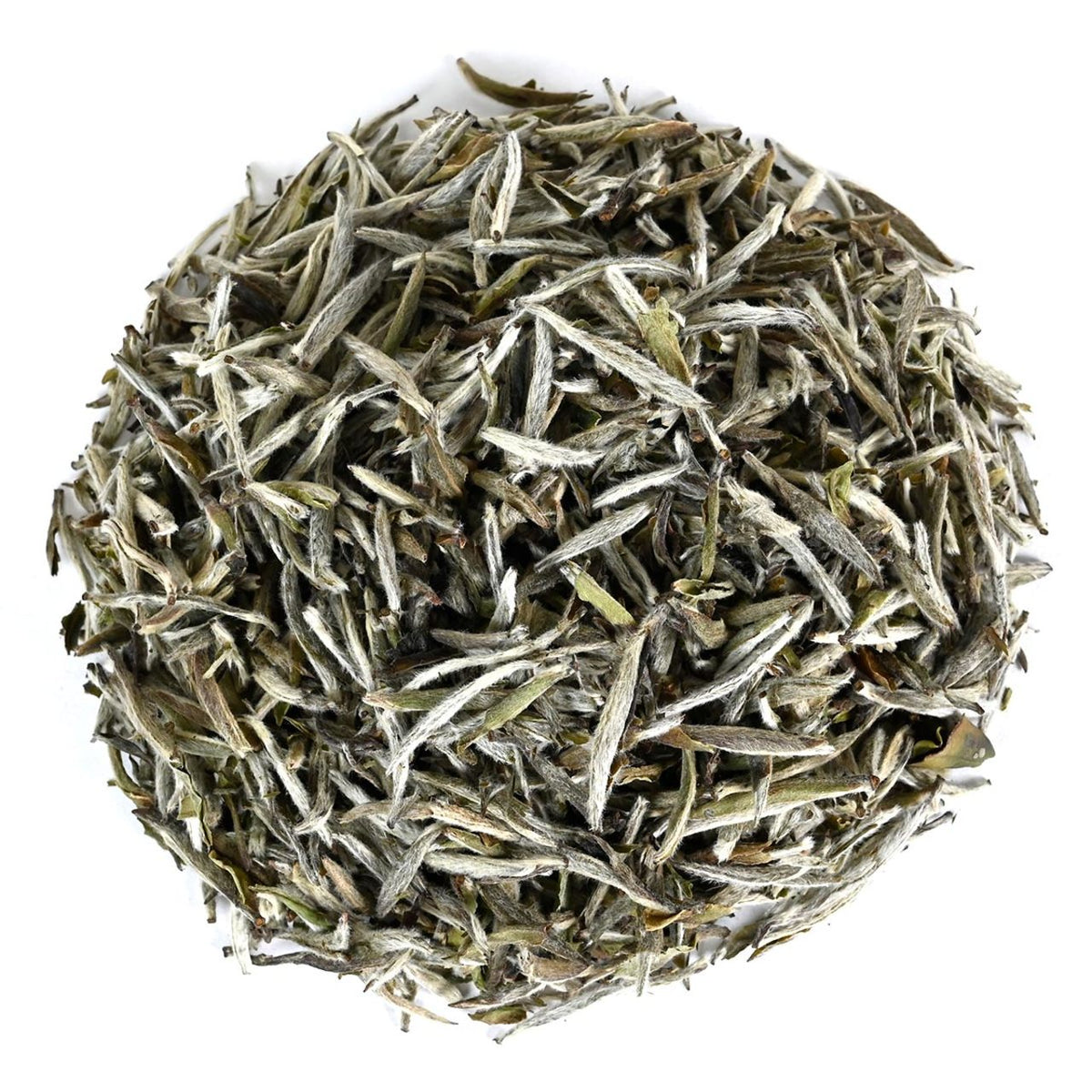 Close-up of dried tea leaves on a white background