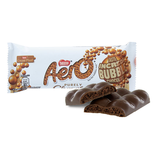 Nestle Aero chocolate bar with packaging on a white background