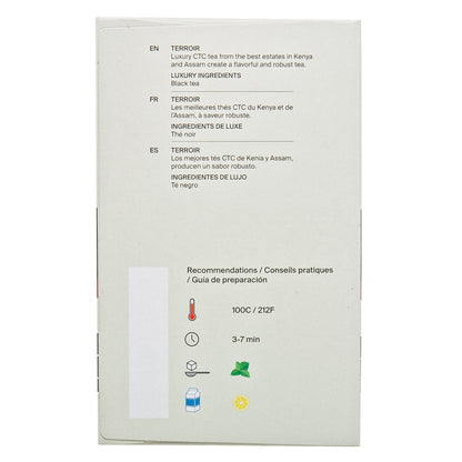 Bottom of box of Metz tea featuring recommended preparation steps.