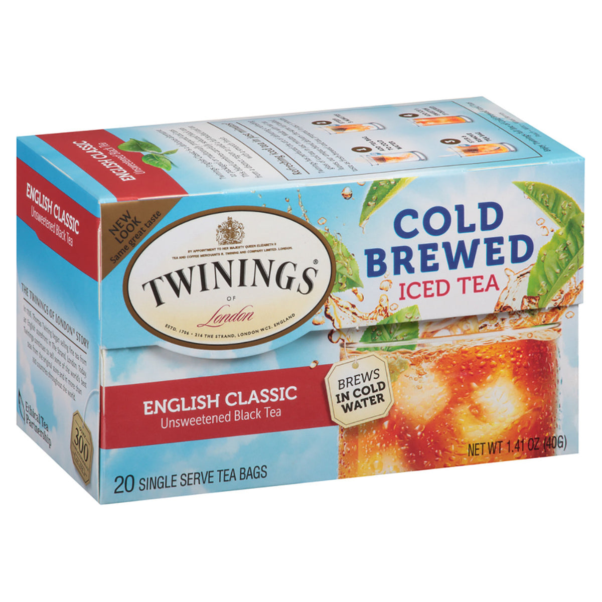 Box of Twinings English Classic Cold Brewed Iced Tea on a white background