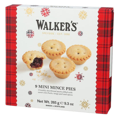 Box of Walker's mini mince pies with red plaid border