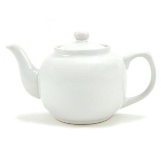 White ceramic teapot on a white background
