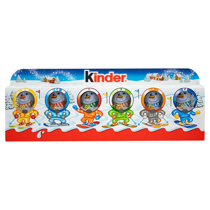 Kinder chocolate packaging with snowmen figures on a white background