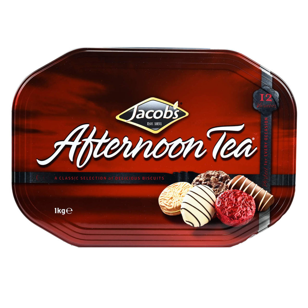 Jacobs Afternoon Tea packaging with cookies on a white background