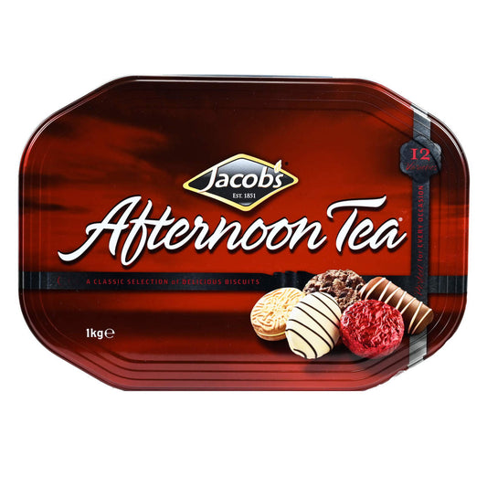 Jacobs Afternoon Tea packaging with cookies on a white background