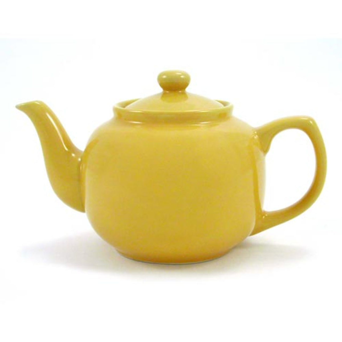 Yellow teapot on a white background