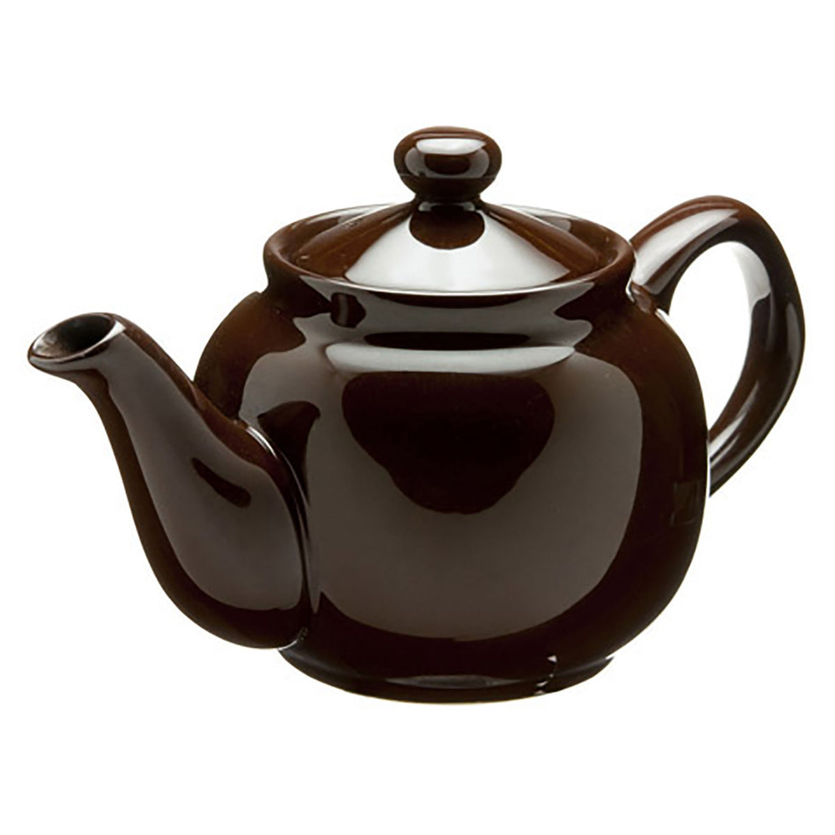 Brown ceramic teapot on a white background