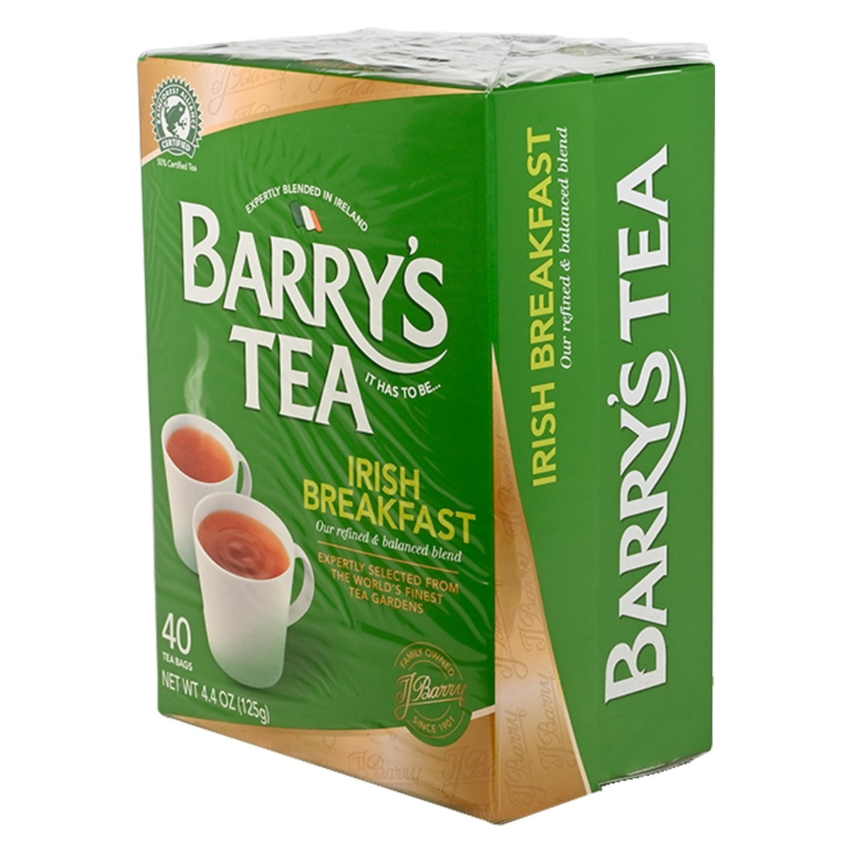 Box of Barry's Tea Irish Breakfast on a white background