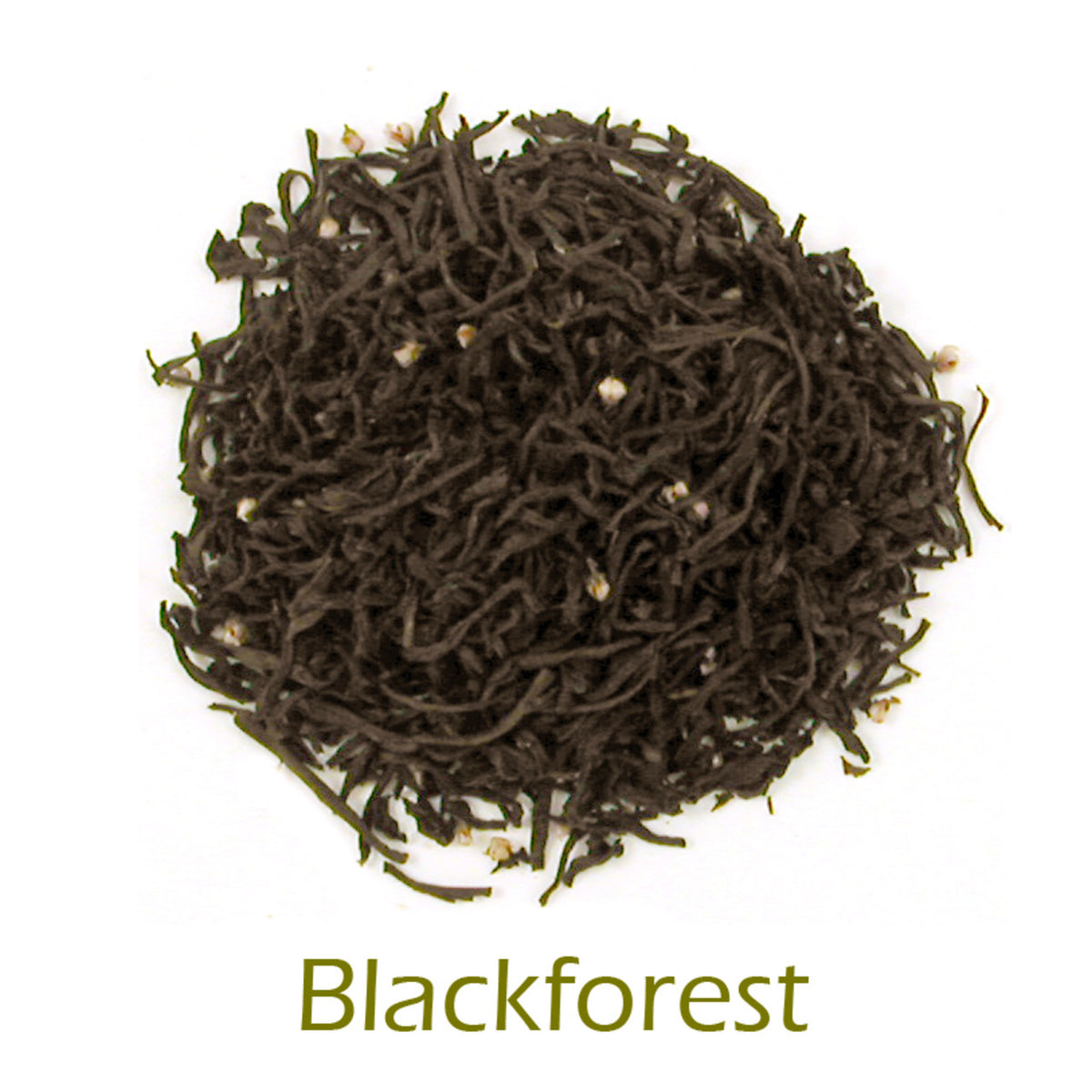 Blackforest loose-leaf tea on a white background with product name caption