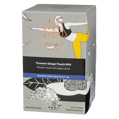 Meez Tea box with a person doing yoga and tea packaging design.