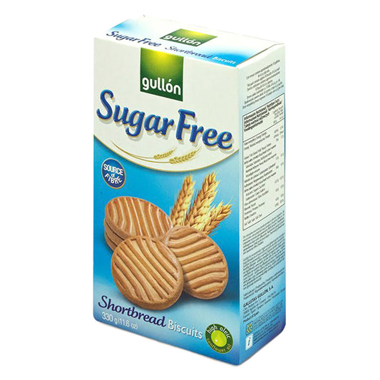 Box of Gullon Sugar Free Shortbread Biscuits on a white background