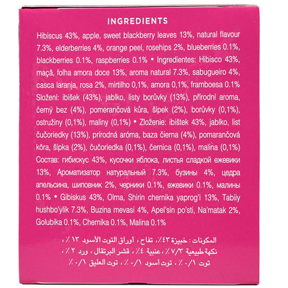 Ahmad Mixed Berry Tea box with ingredient label all on a white background.