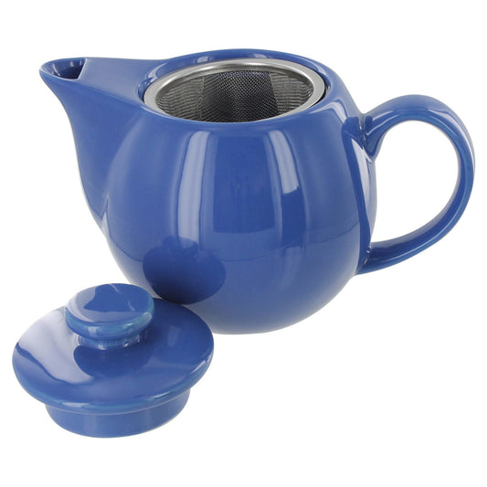 Blue teapot with a lid on a white background