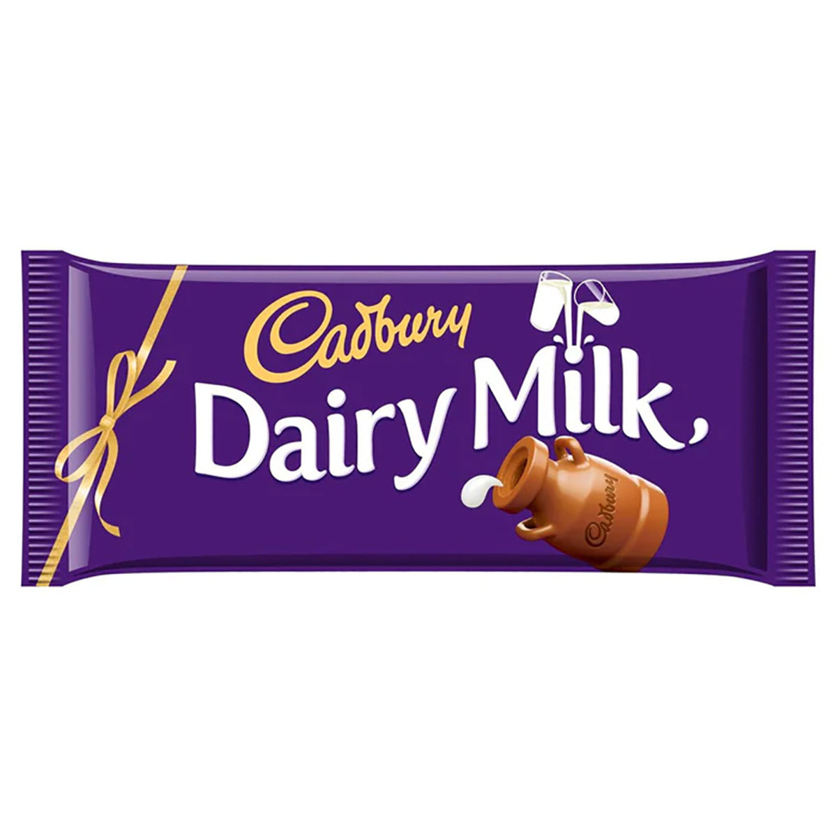 Cadbury Dairy Milk chocolate bar packaging on a white background