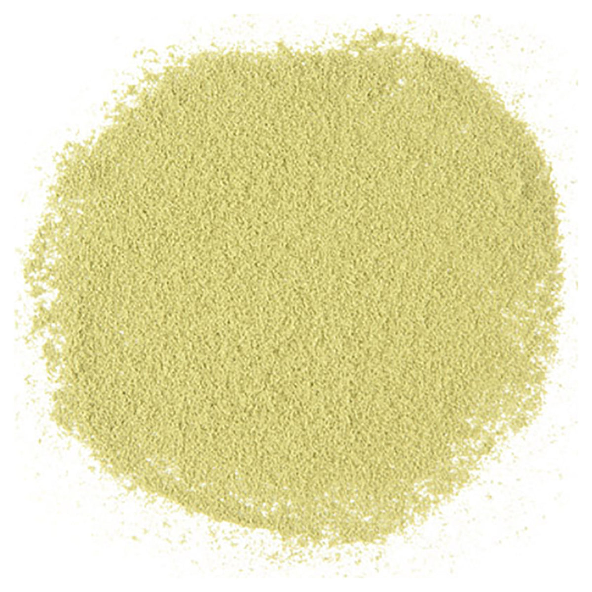 Light green tea powder on a white background