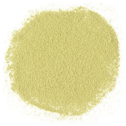 Light green tea powder on a white background
