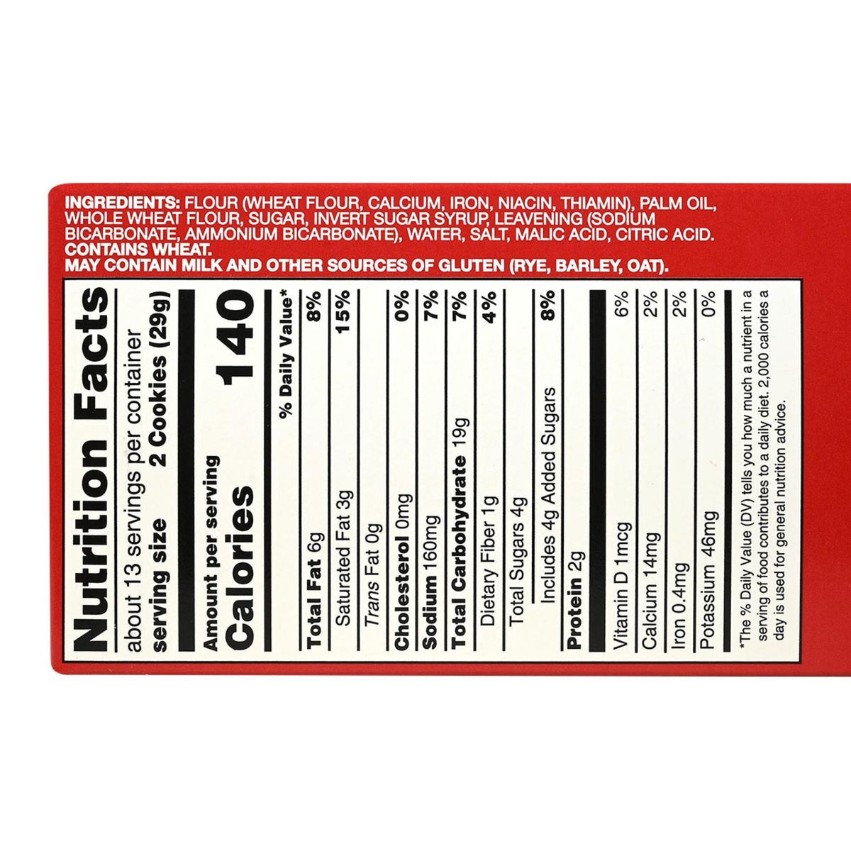 Nutrition label on a box of McVitie's Digestive Biscuits.