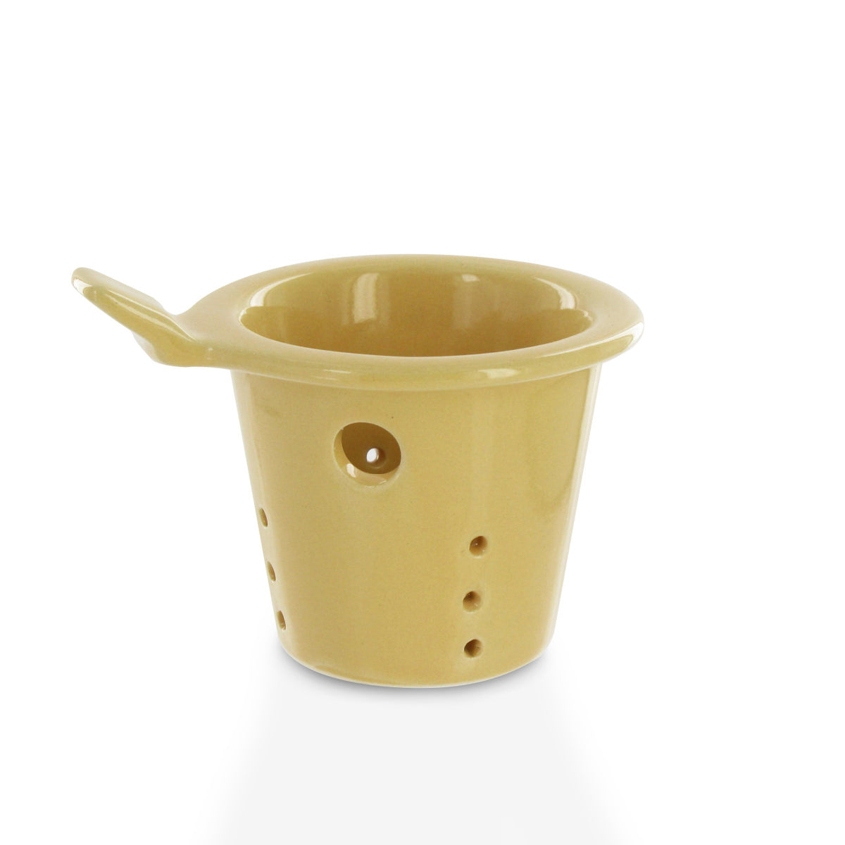 Yellow ceramic pot infuser on a white background