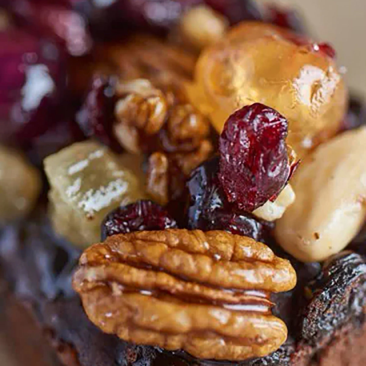Close-up of The Original Cake Co.'s Jewel Topped Rich Fruit Cake