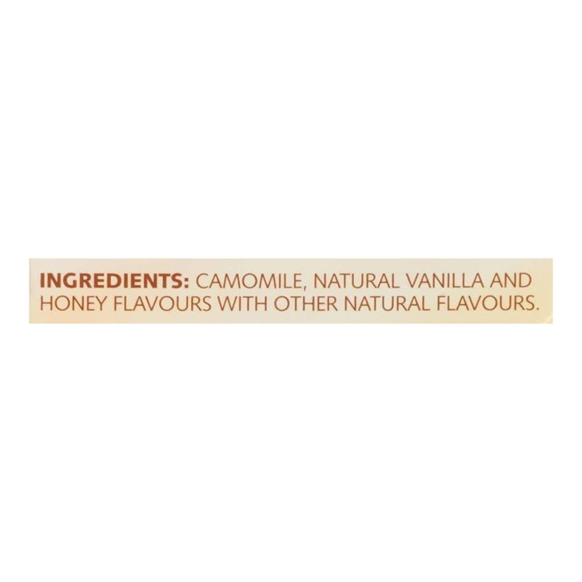 Text box with ingredients list on a white background