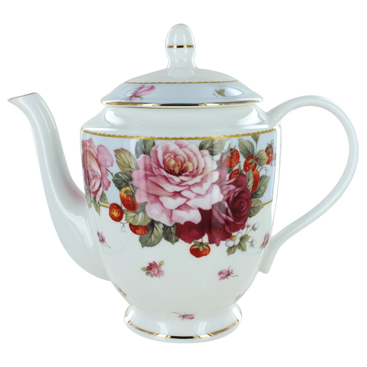 Teapot with floral design on a white background