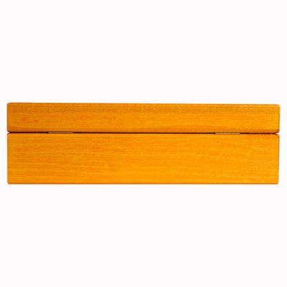 Wooden tea chest box with smooth finish on a white background
