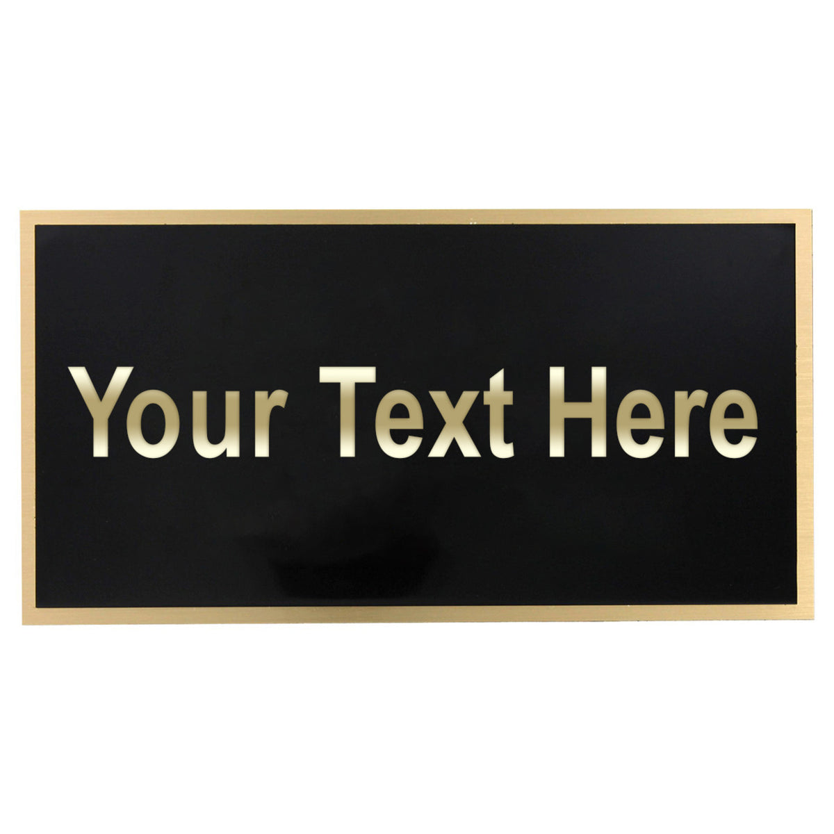 Black engraved plate with gold border and 'Your Text Here' text
