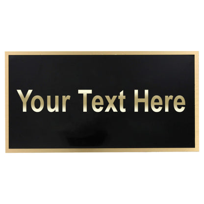 Black engraved plate with gold border and 'Your Text Here' text