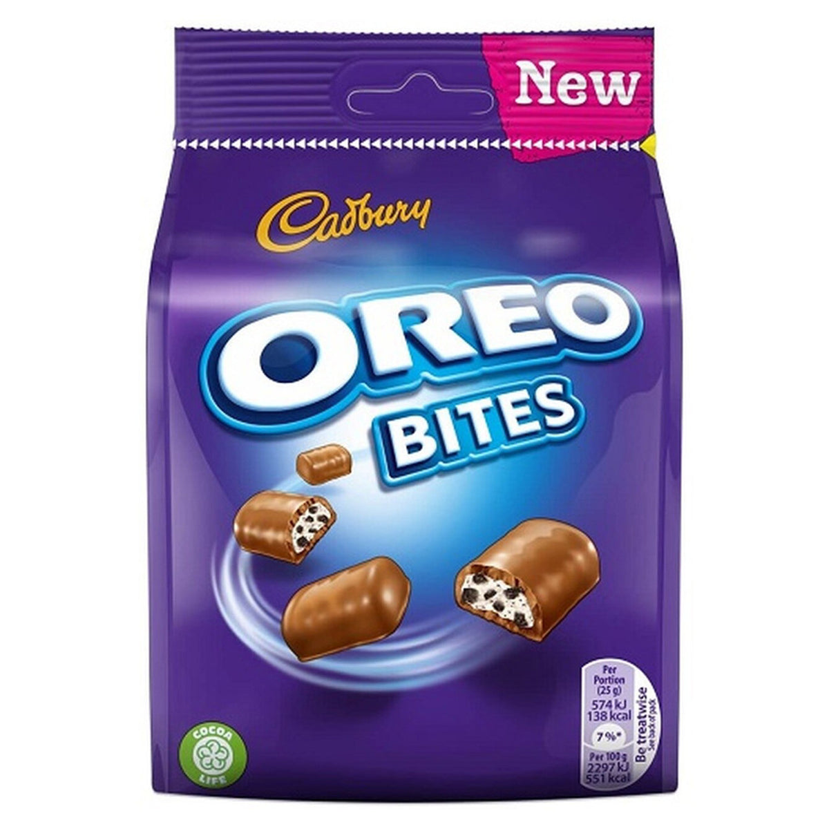 Cadbury Oreo Bites packaging on a white background