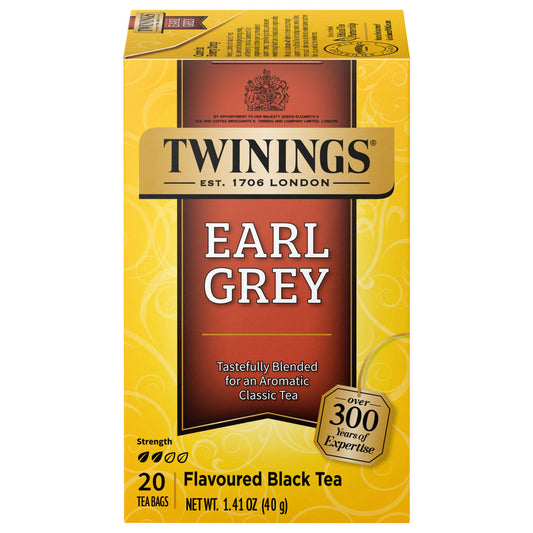 Box of Twinings Earl Grey tea on a white background
