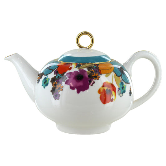Teapot with floral design on a white background