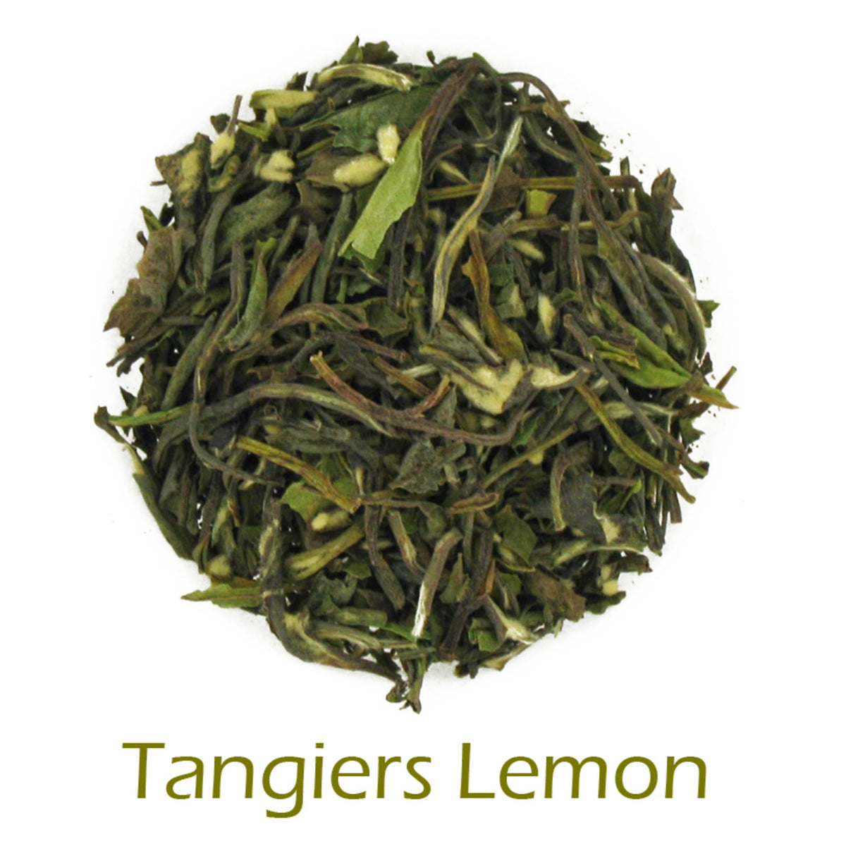 Tangiers Lemon loose-leaf tea on a white background with product name caption