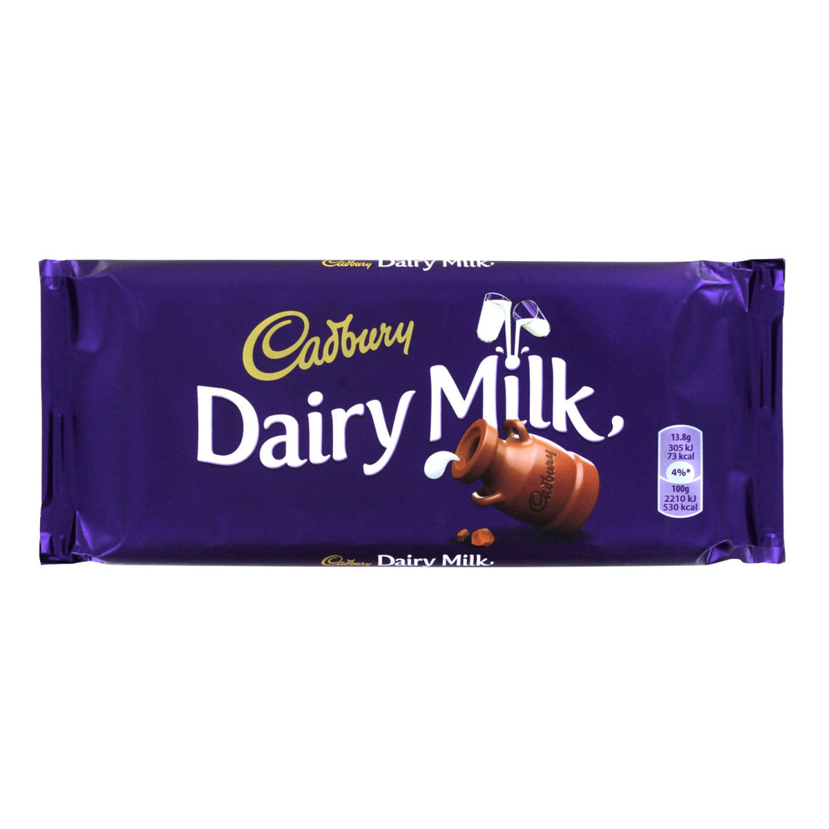 Cadbury Dairy Milk chocolate bar packaging on a white background