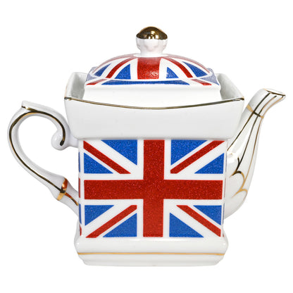 Teapot with Union Jack design on a white background