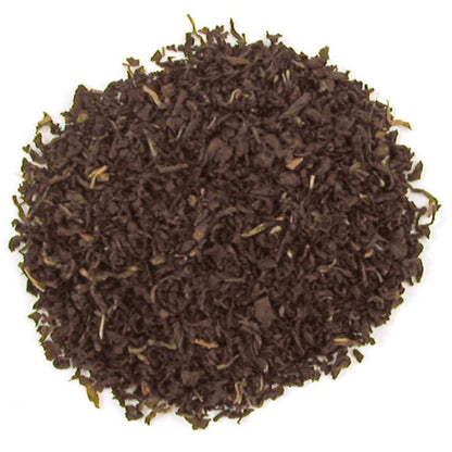 A close-up view of loose leaf Assam tea from Borengajuli Estate.