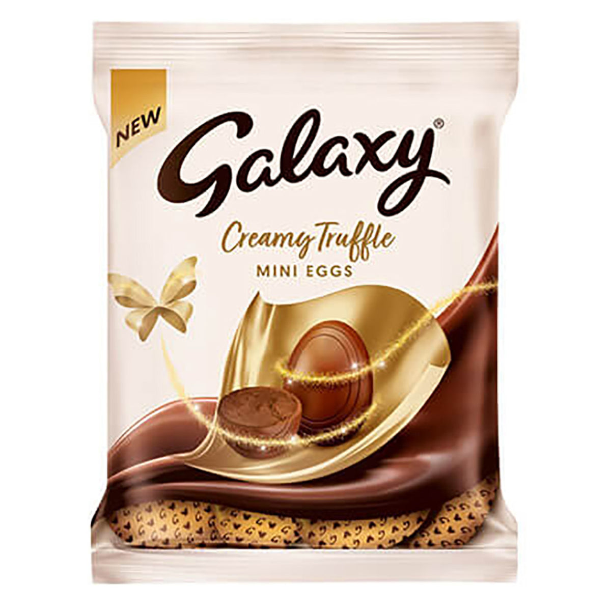 Packaging of Galaxy Creamy Truffle Mini Eggs on a white background