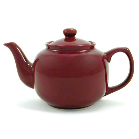 Maroon teapot on a white background