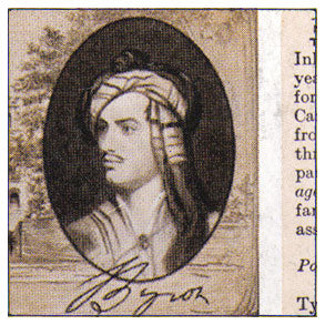 Historical image and drawing of Byron