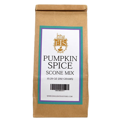 Brown paper bag of pumpkin spice scone mix with an ETS label on a white background