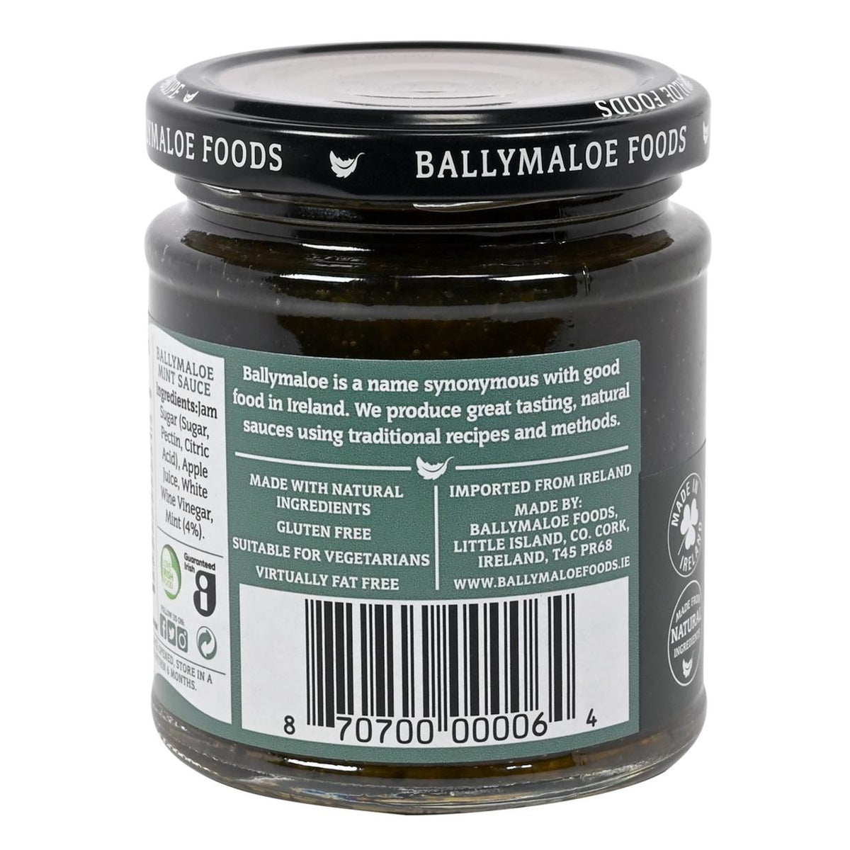 Jar of Ballymaloe Foods product with label on a white background