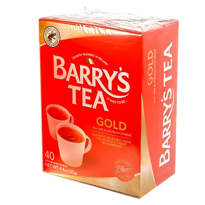 Barry's Tea Gold red packaging on a white background